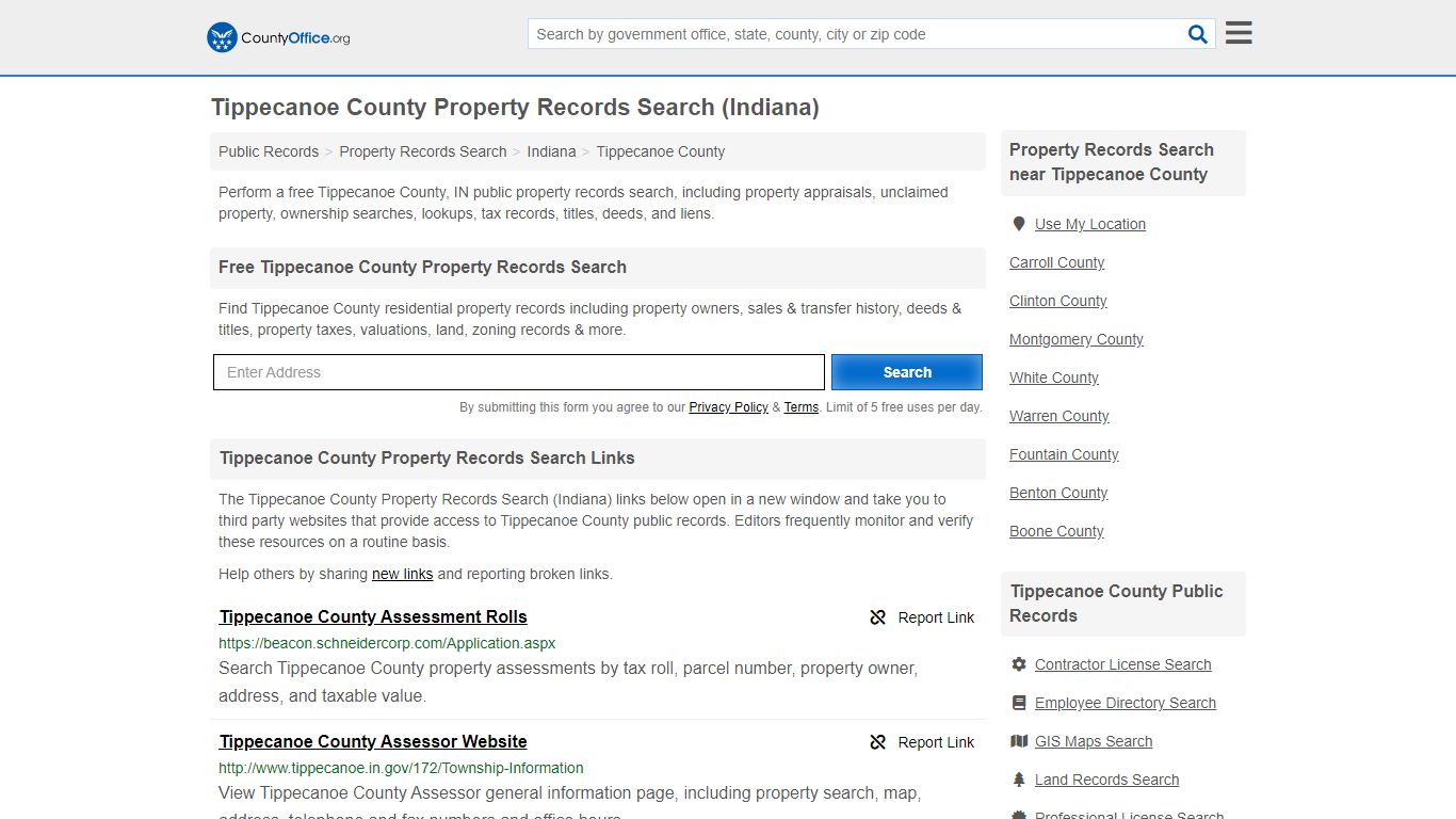Property Records Search - Tippecanoe County, IN ...